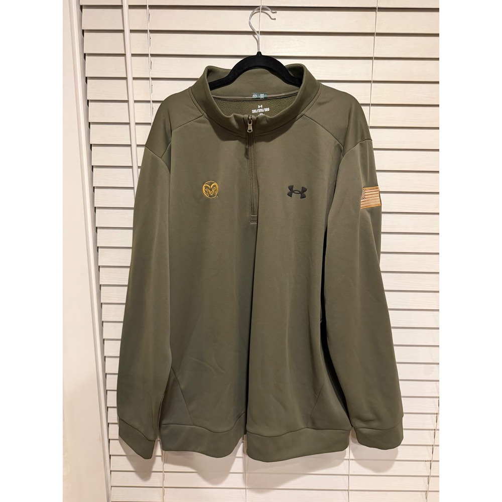Under Armour Team Issue Quarter Zip Fleece 3XL CSU Rams USA Logo Flag Patch